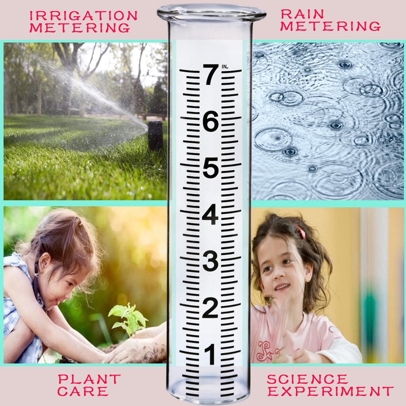 BIUWING 7"" Capacity Glass rain Gauge Replacement Tube for Outdoors Yard Garden with Lip, Best Rated, Easy to Read (1 pcs) - Image 5